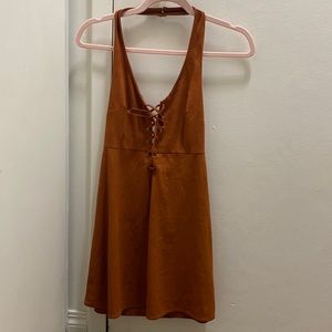 Brown fake leather dress
